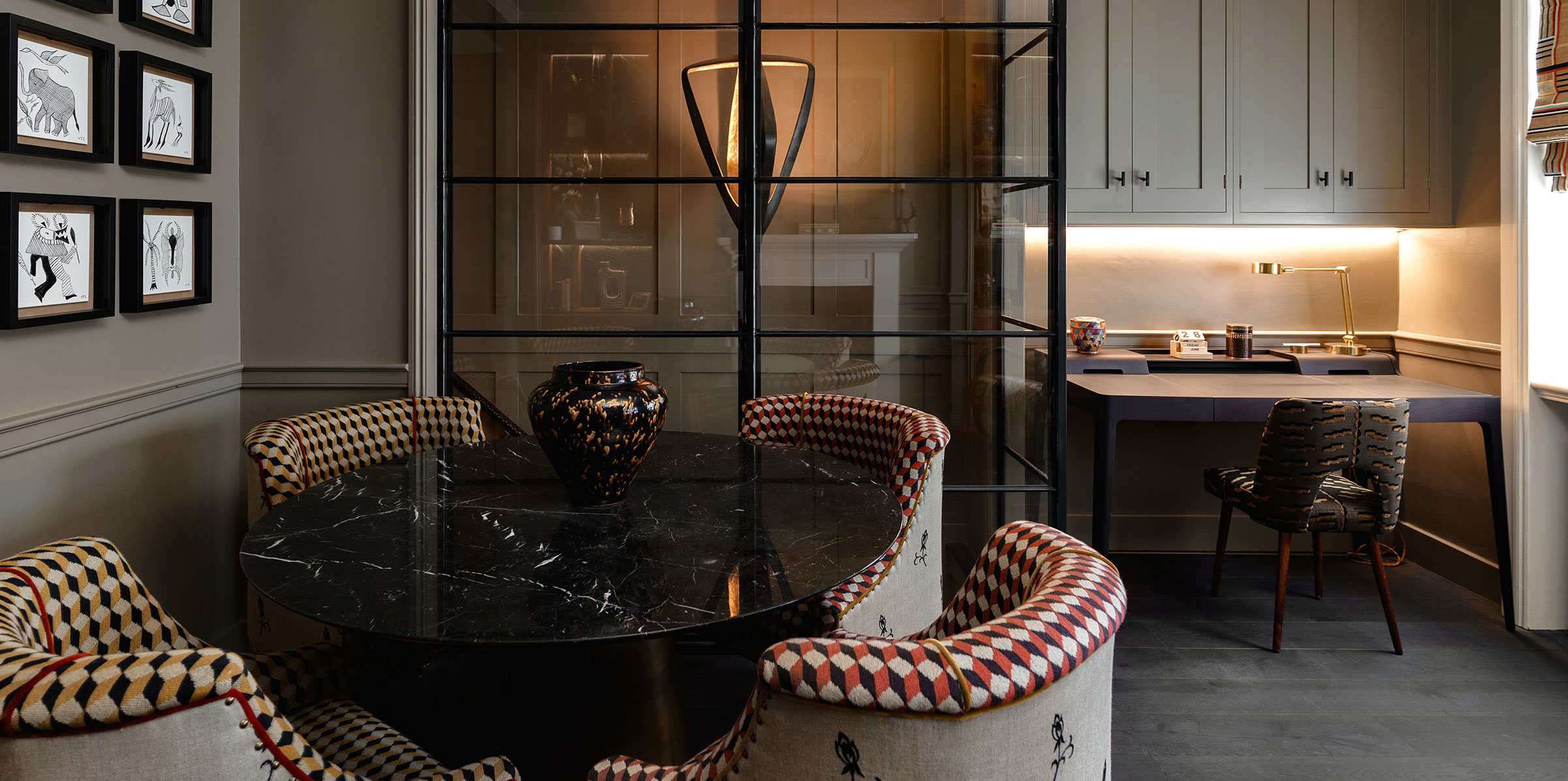 A photo of a dining room that's had a full renovation in central London.