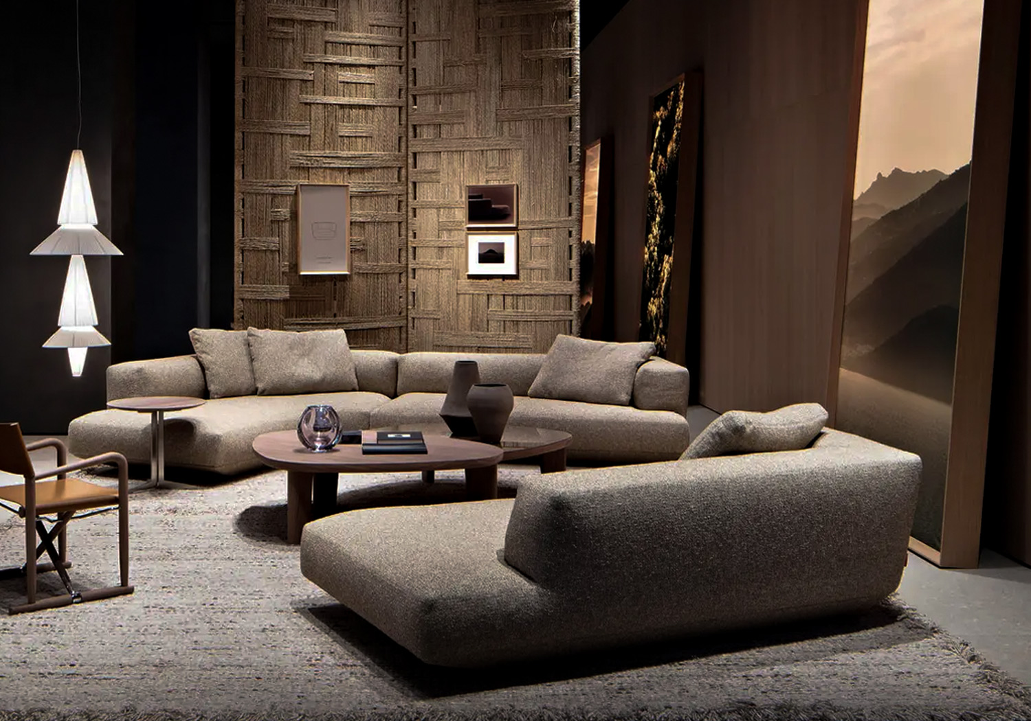 A wide angle photo of a lounge setting with Flexform Italian Furniture